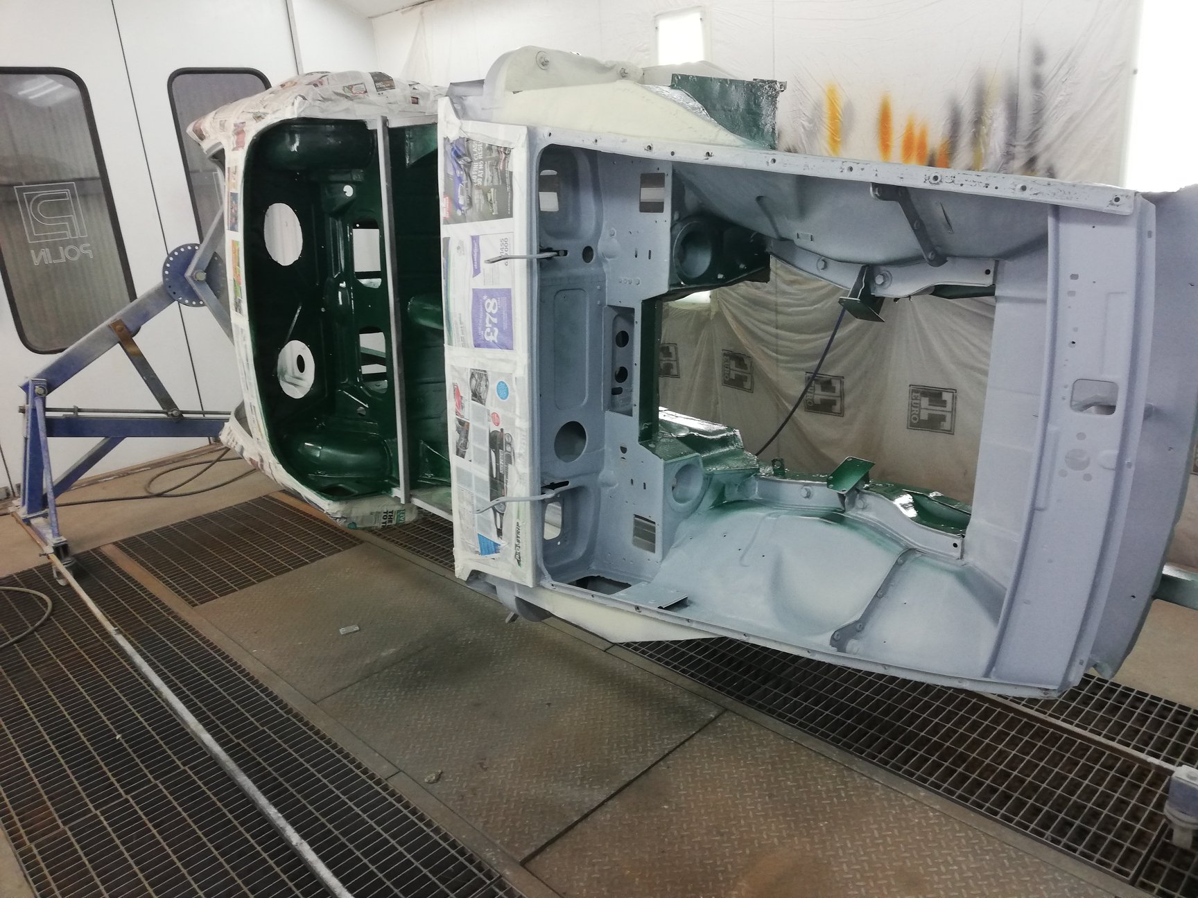 Green MGB Roadster restoration