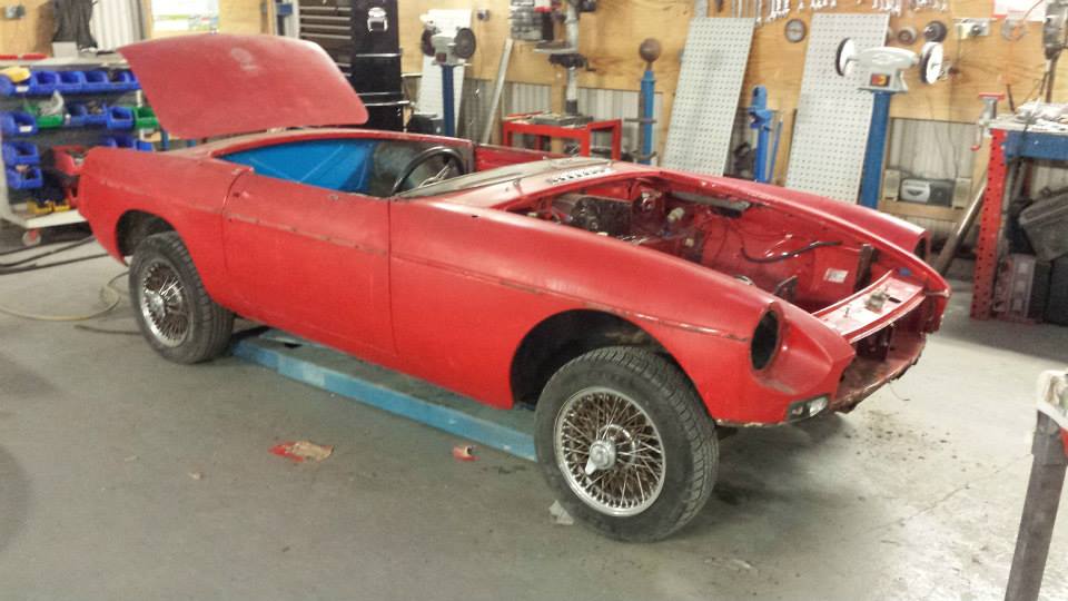 Red MGB Roadster restored